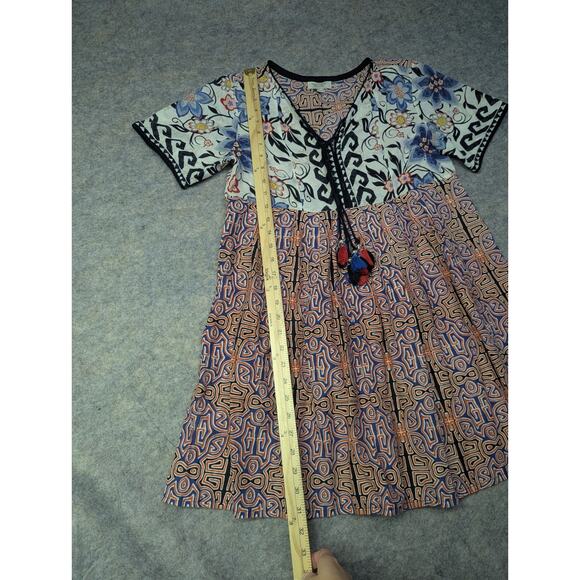 Orientique Naturally Australian Dress Sz Small Geometric Pattern Tassel Mini - Picture 4 of 7